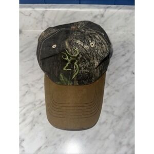 Distressed Browning Brown Camo Trucker Style Mesh Back Baseball Hat Cap Buckmark